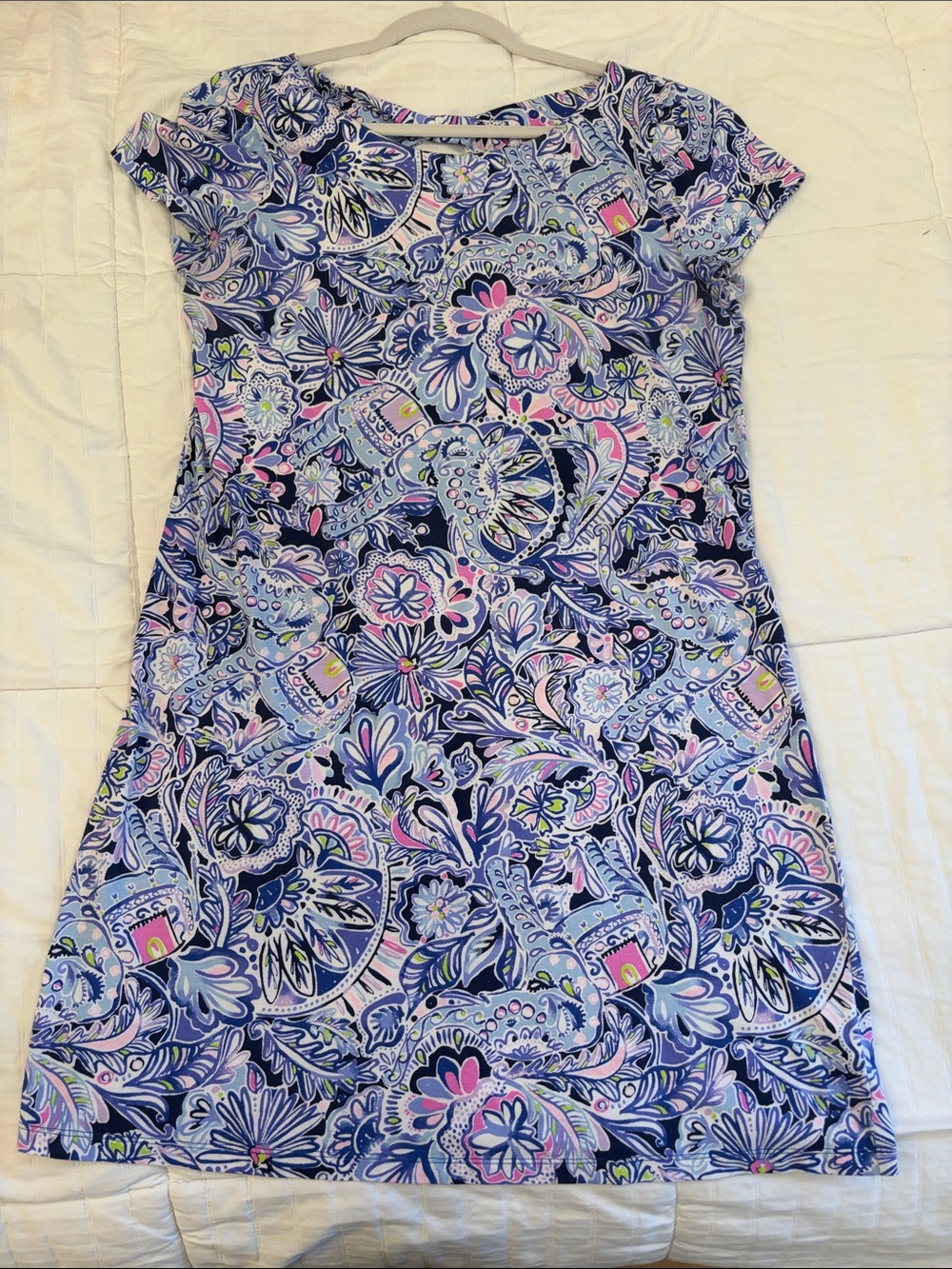Lilly Pulitzer Navy Blue Floral Paisley Short-Sleeve Dress